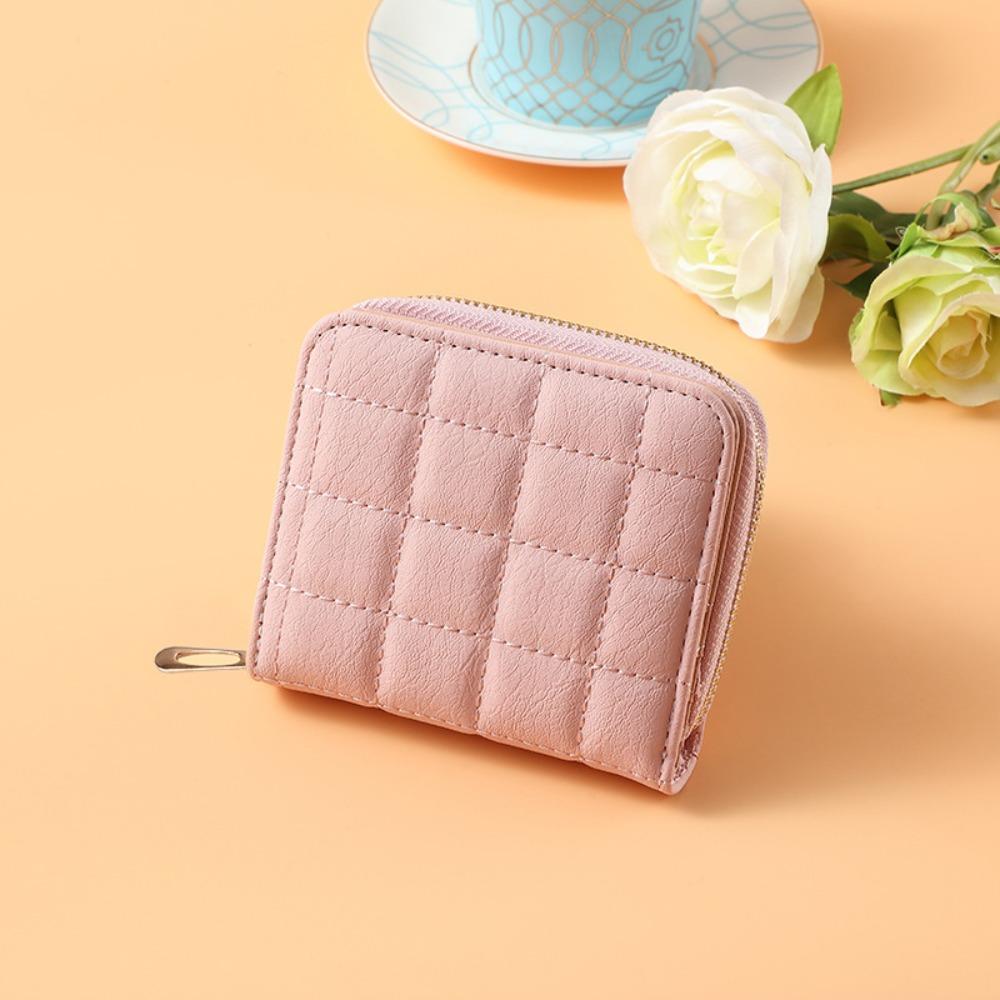 Fashion PVC Nylon Women Short Wallet Zipper Design Solid Color Coin Purse Large Capacity Card Bag Holder Women Men