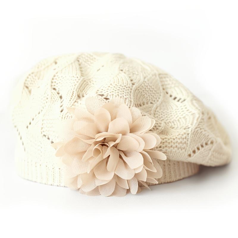 1pc of New Autumn And Winter Fashion Beret for Women with Floral Design in Solid Colors, Available in Various Colors for Everyday Use