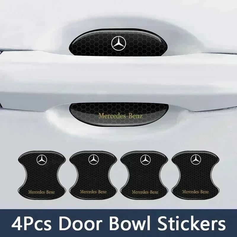 CRK1 Car Door Handle Protector Bowl Anti Scratch Reflective Sticker For Mercedes Benz   A C E   CLA180 GLB200 GLC300  CLS GLA E Class