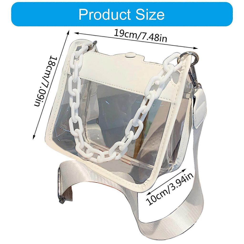 Women Transparent Clear Purse Crossbody Beach Bag Shoulder Bags Acrylic Chain Handbag Stadium Approved Bags  Black