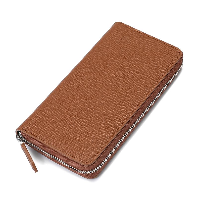 Cartera de mano con cremallera de piel japonesa para hombre y mujer con gran capacidad.