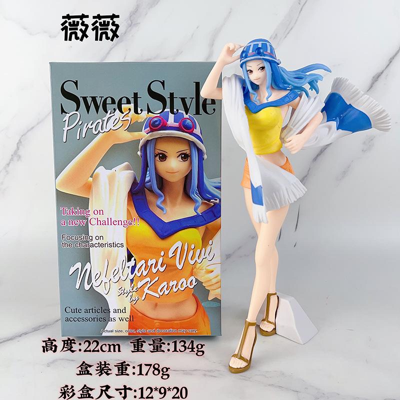 Four Models of One Piece At the Bar, Anime Figures Standing Pose, Empress Standing Pose, Vivi Lying Down, Nami Sitting Pose, Ace Ornaments