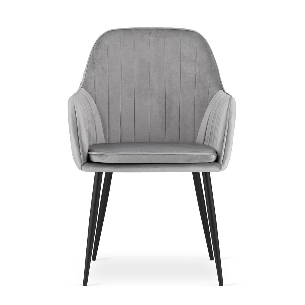 Lugo Chair - Silver-Gray Velvet / Black Legs X 2