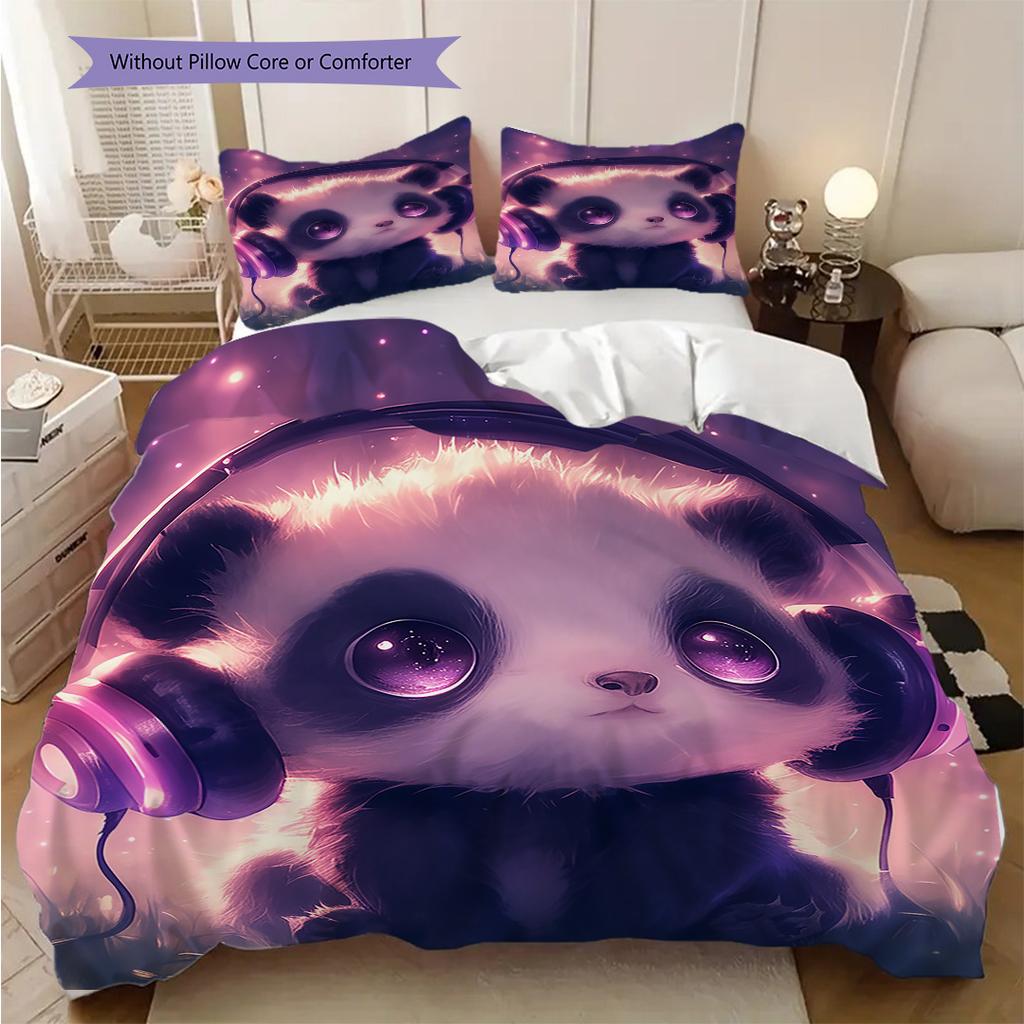 Panda Pattern Bedding Quilt Set Quilt Cover Pillowcase Home Decoration Birthday Gift (1 * duvet cover + 2 * pillowcase, without core)