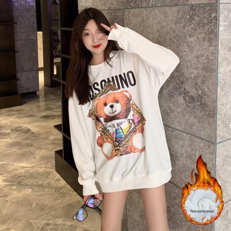 Women's American Cartoon Oversized Sweatshirt - Autumn Winter 2024 Korean Style, High-End, Round Neck.