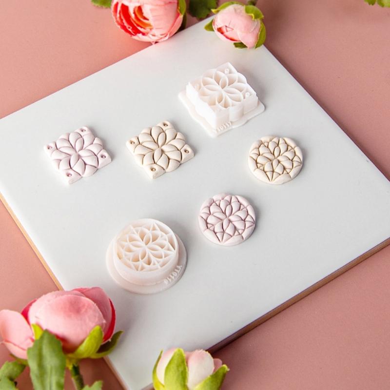 Vintage Flower Soft Pottery Earring Mold Car Keychain Pendant Decoration Supplies for Children Adult DIY Crafts