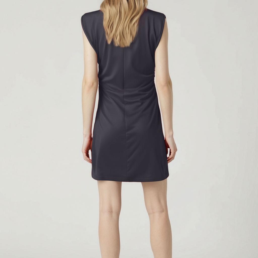 Women's Fashion Casual Color Half High Neck Sleeveless Hip Slim Dress