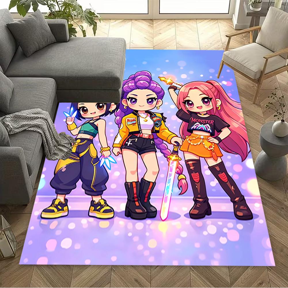 1pc K-pop Demon Hunters Rug Home Carpet Decoration Office Decor Gift Living Room Bedroom
