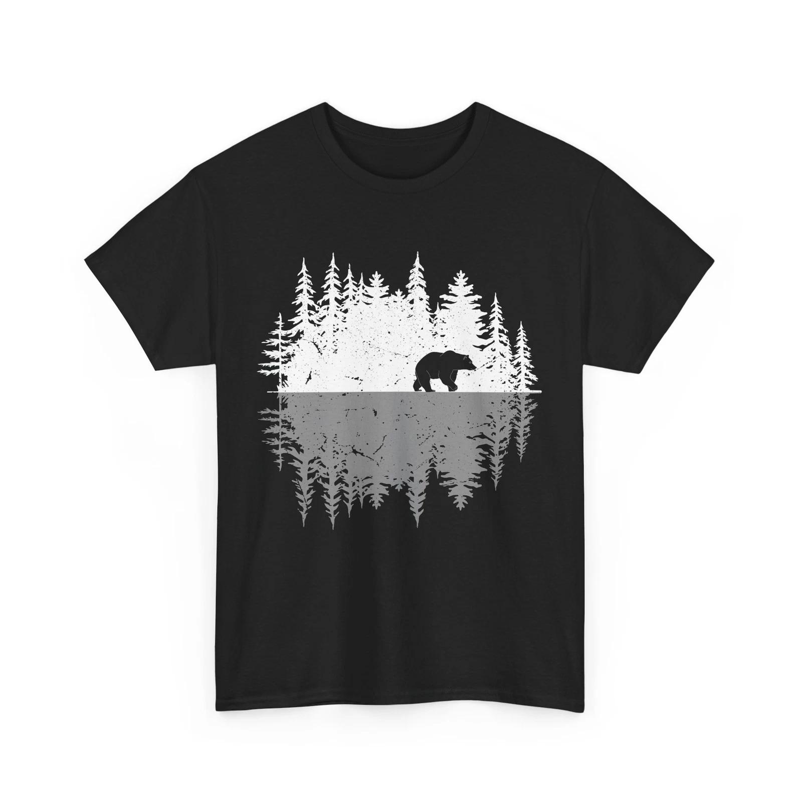 Bear Nature Shirt, Pine Trees Nature Lovers Tee, Wildlife Outdoor Adventures Tee L