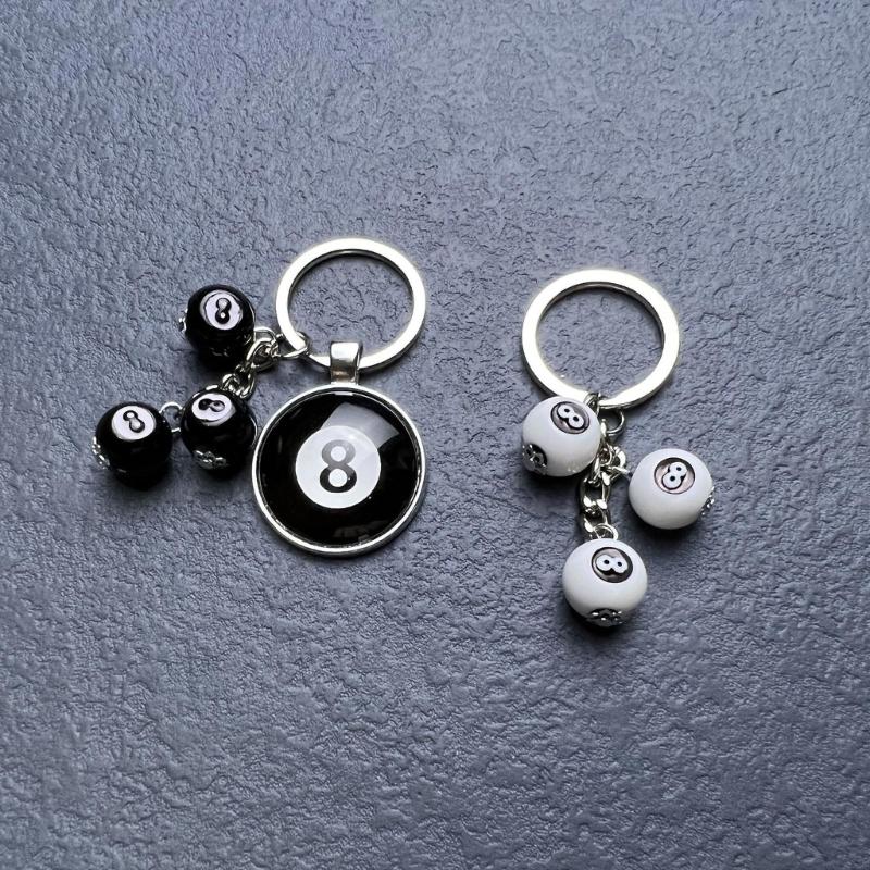 Smiling Face Dice 8 Ball Charm Keyring Backpack Decoration Handmade Pendant Keyring Fashion Bag Charm Fashion Keychain
