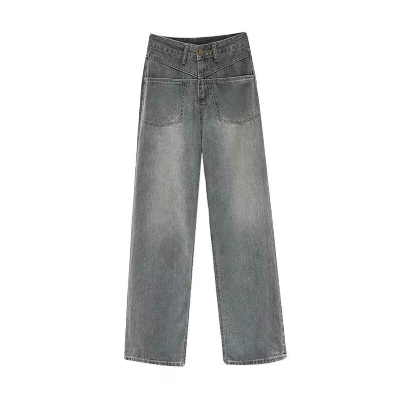 

Женские джинсы с высокой посадкой, на флисовой подкладке, широкие штанины - Осенне-зимний тренд, стройнящие, прямые штанины. 4XL