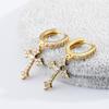 Zirconia Cross Earrings for Men and Women, Unique Stud Earrings, Trendy Hip-Hop Hoop Earrings