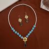 Super Flash Zircon Flower Water Drop Long Earrings Temperament Light Luxury Sweet Set Earrings