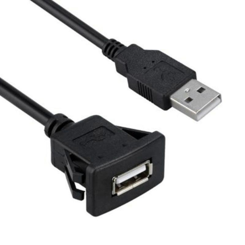 1m USB 2.0 A Male to Female Car Flush Mount Extension Cable Car Van Dashboard Flush Mount Dual USB Socket Car Accessories