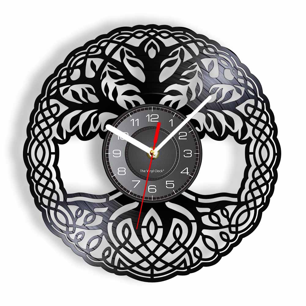 Tree of Life Retro Vinyl Record Wall Clock Living Room Kitchen Family Tree Retro Vinyl Longplay Wall Art Home Decor Wall Clock