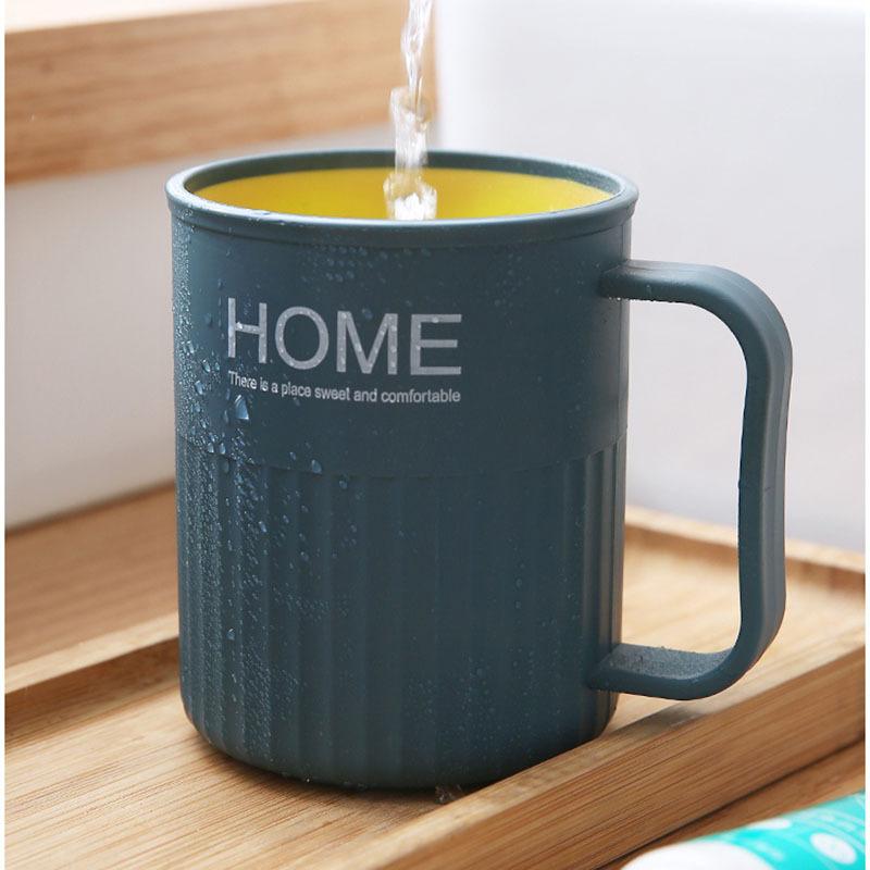 Two-color mouthwash cup household brushing cup washing cup couple simple toothbrush cup hit color ribbon handle tooth cylinder