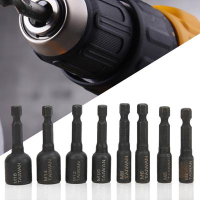 Llave de vaso de impacto métrica de acero de aleación de alta dureza con vástago hexagonal M4-M16 para reparación de automóviles