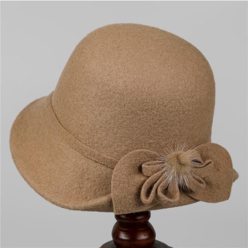 Middle-aged Hat Autumn and Winter Wool Warm Fisherman Hat Elegant Bucket Hat