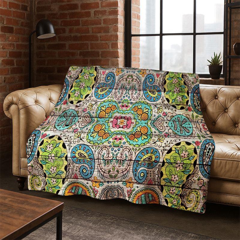 Coperta Magica Fiore Mandala Boemo in Flanella Morbida Calda per Camera da Letto Soggiorno Letto Viaggio Campeggio Picnic Regalo