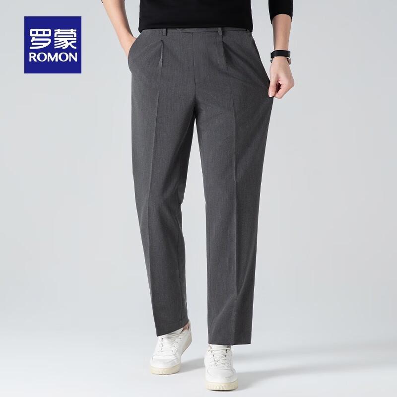 ROMON Men's Iron-Free Four-Way Stretch Straight Leg Dress Pants