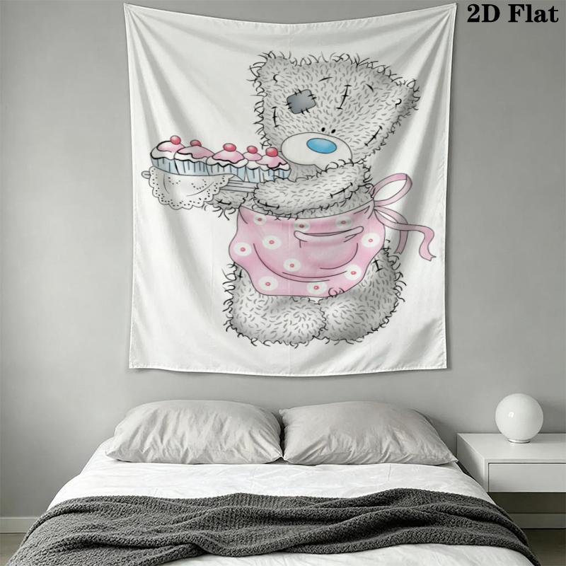 Tatty Teddy Wall Tapestry Aesthetic Wall Hanging Printed Fabric Blanket Decorative Tapestries for Bedroom Living Room Home Decor