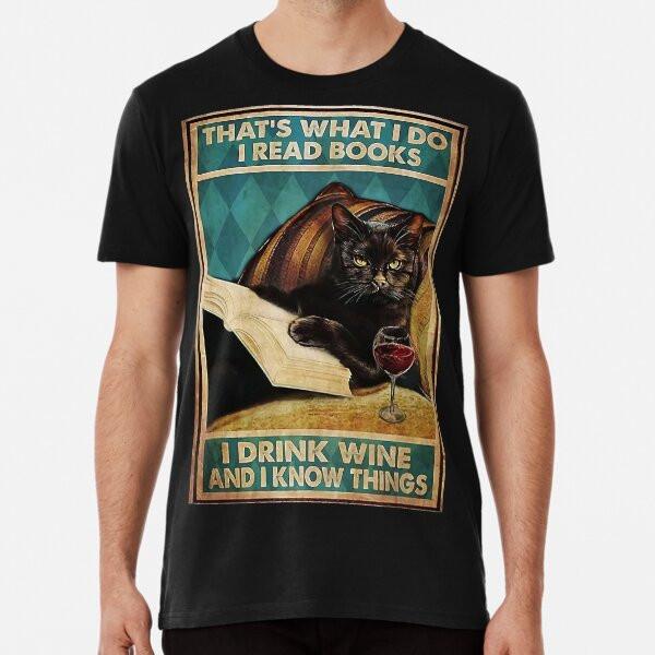 

кот вот что я делаю я читаю книги я пью wiФутболка S-5XL Лучшая футболка 3XL