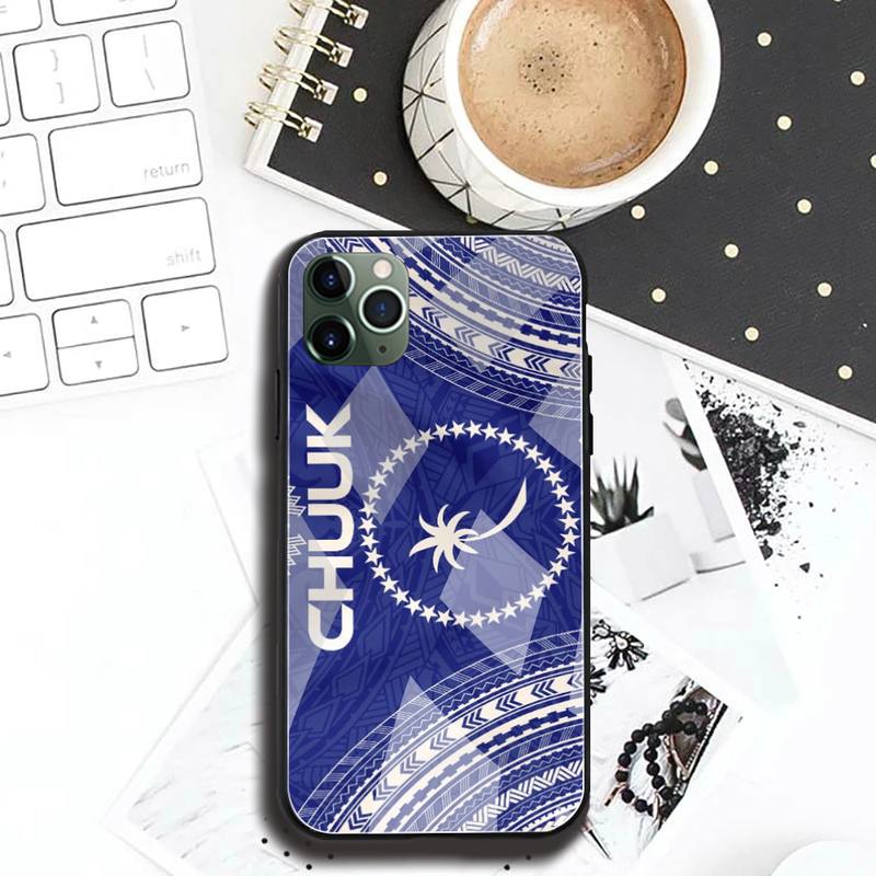 Chuuk Chuukese Pride 691 Flag Phone Case Tempered Glass For iPhone 12 pro max mini 11 Pro XR XS MAX 8 X 7 6S 6 Plus SE 2020 case
