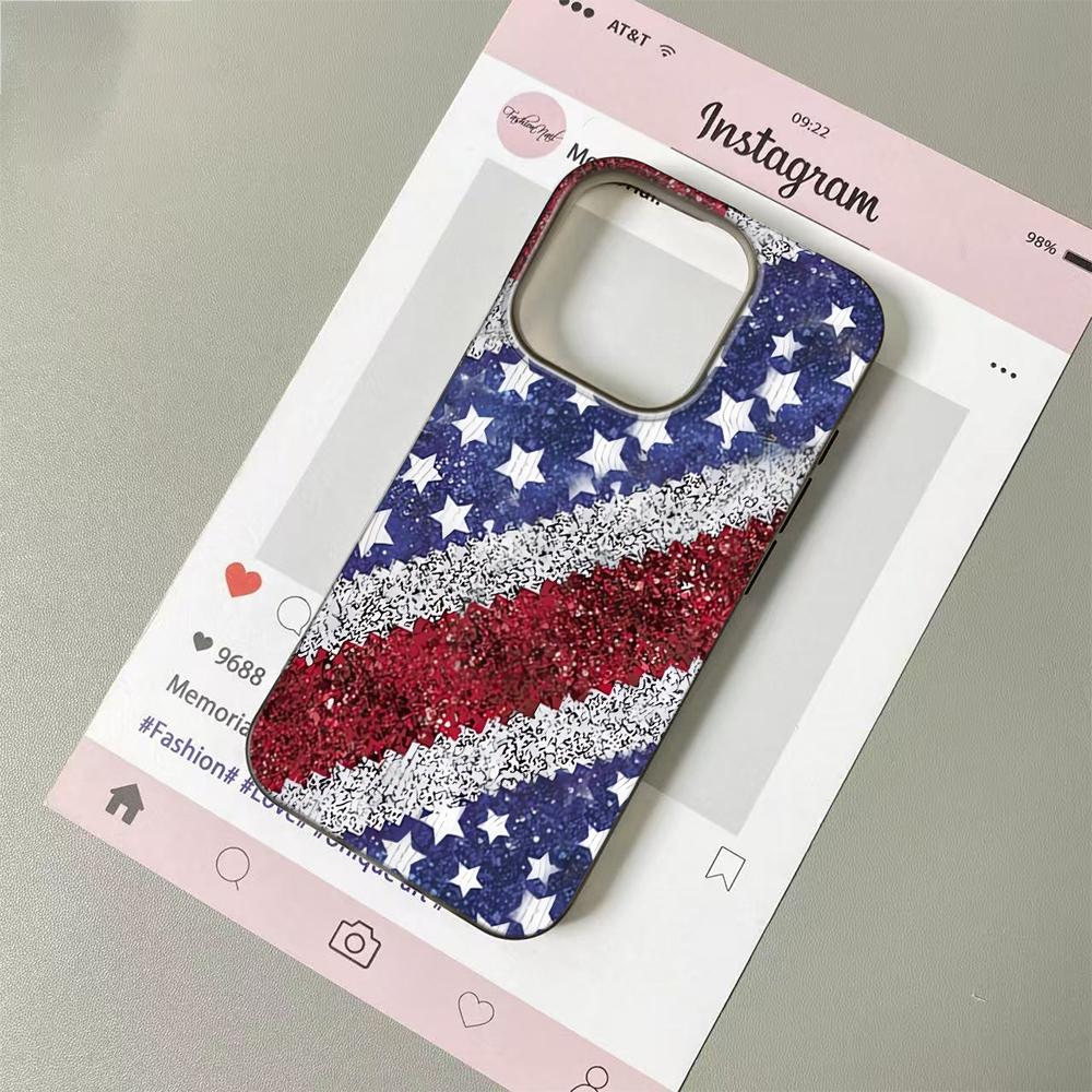 American Flag Phone Case for iPhone 17 16 15 14 Plus 13 12 11 Pro Max Glitter & Classic Fashion Shockproof TPU Protective Cover