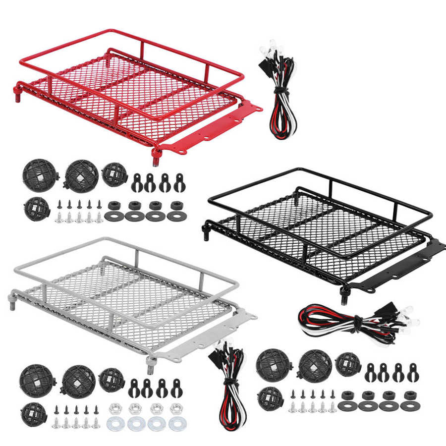 RC Metal Roof Rack Luggage Carrier with LED Light Fit for MN 1/12 RC Crawler MN90/MN90K RC Model Car Spare Parts Roof Rack