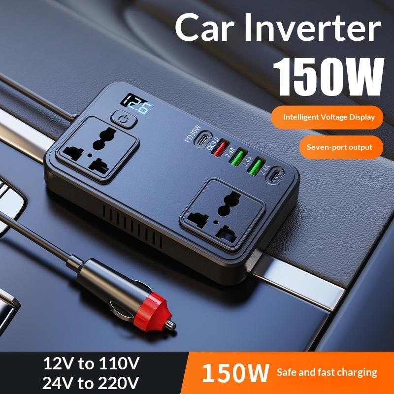 150W Zigarettenanzünder Adapter Wechselrichter Auto Netzteil Konverter DC 12V 24V auf 220V PD Typ-C QC 3.0 USB Ladegeräte AC Steckdose