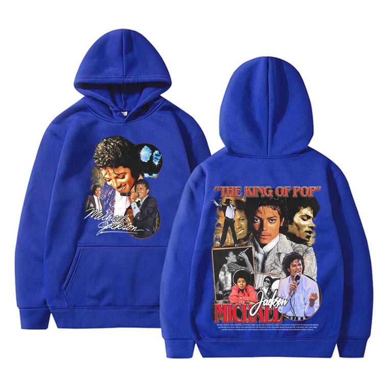 Classic Michajackson King Of Pop Double Sided Print Hoodie Men Vintage Gothic Rock Sweatshirt Man Casual Oversized Streetwear