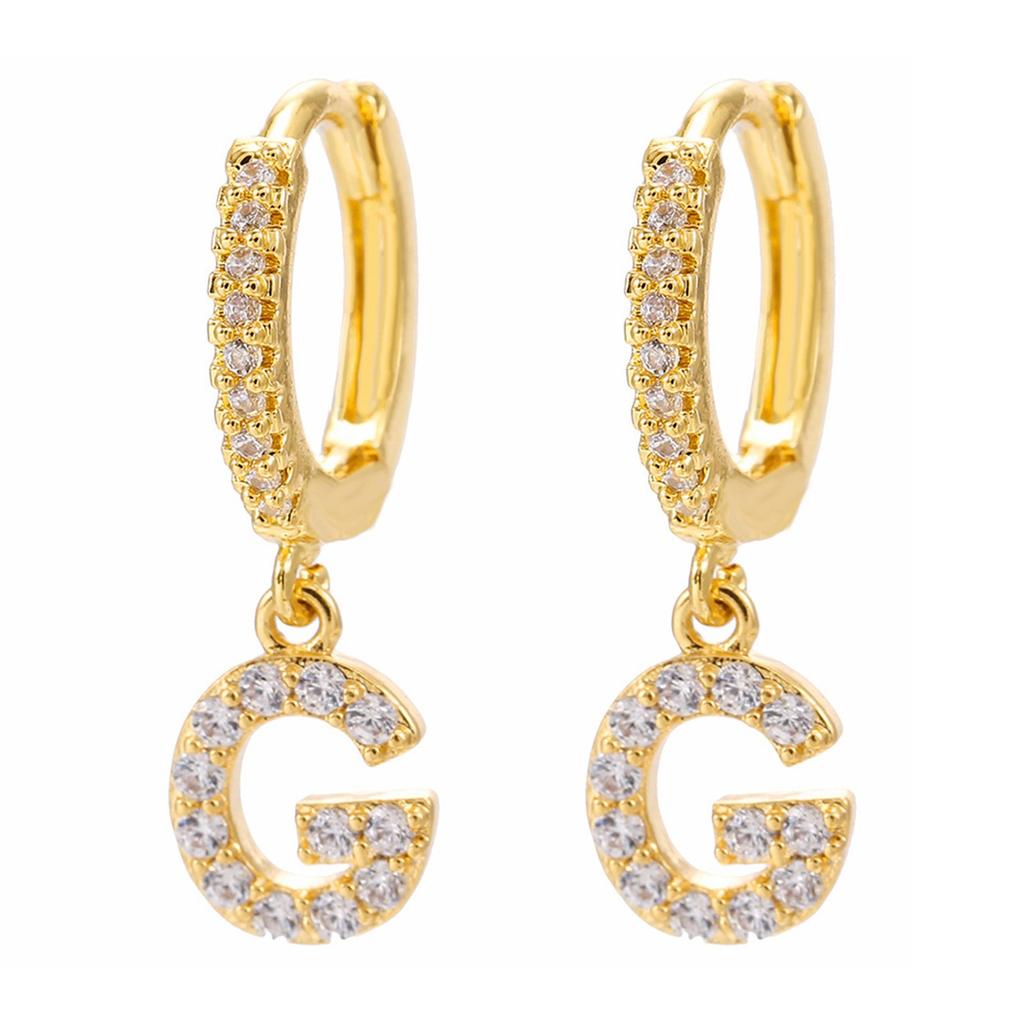 A Pair Of Zircon Earrings With Letters