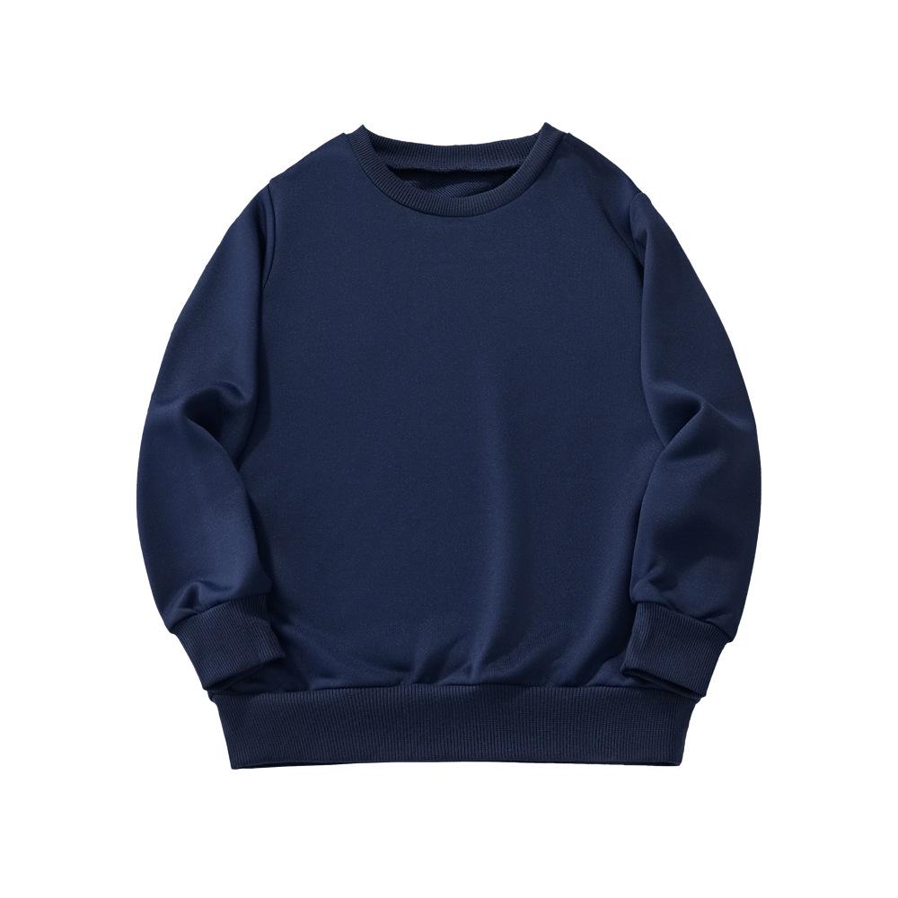 Euro-American Kids' Solid Color Long-Sleeve Autumn/Winter Sweatshirt – Customizable Basic Pullover