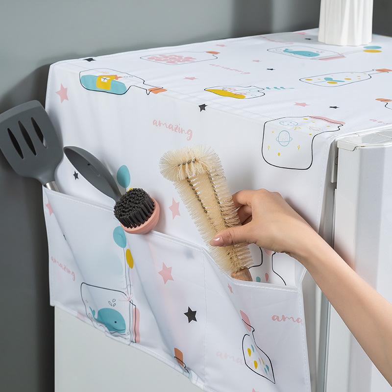PEVA Kühlschrank Staubdichtes Tuch Heimdekorativ Cartoon-Druck Haushaltsgerät Staubschutz Mikrowellenabdeckung Handtuch