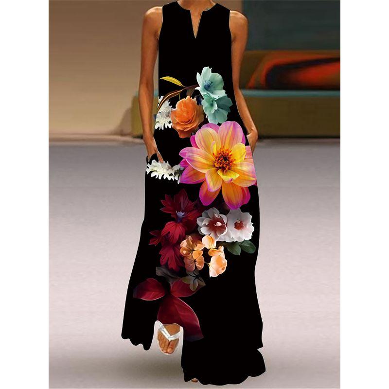 New Sleeveless Dress Summer Long Pear Shapes Belly Covering Silm Slim Looking Yes, Elegant V-neck Dress