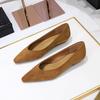 3683-15 European and American style versatile daily simple and comfortable suede pointed head shallow mouth low heel wedge single shoes women's single