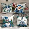 Weihnachtsdekoration Kissenbezug Frohe Weihnachten Weihnachtsmann Schneemann Girlandenmuster geeignet für Zuhause Zimmer Sofa Kissenbezug