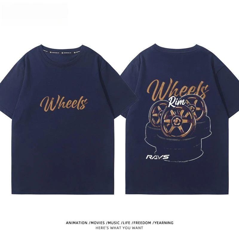 Kultura upravených aut Krátký rukáv Náboj kola Upravené auto JDM Krátký rukáv Tričko Pánské a dámské Bavlněné Tričko s polovičním rukávem