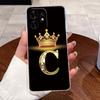 Fashion Initial Letter Crown Couple Case For Honor Play 60A 5G / Honor X6d 5G Transparent TPU Silicone Shockproof Soft Casing