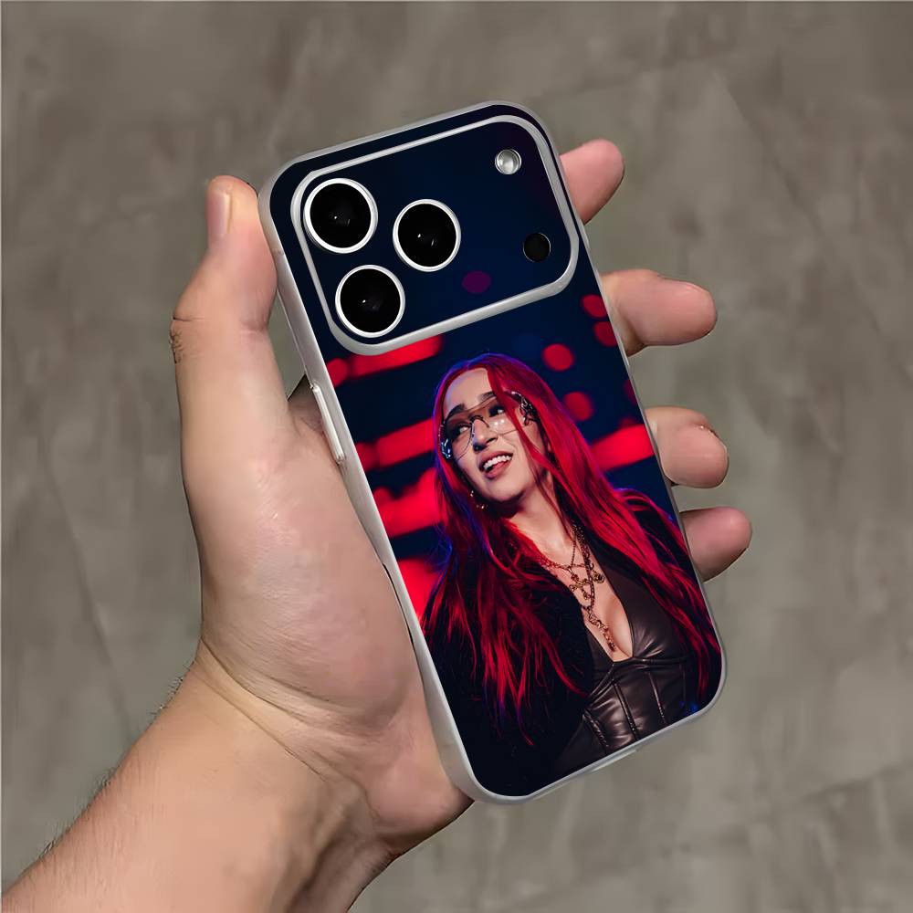 Singer D-De La R-Rose Hot For iPhone 17,16,15,14,13,12,Pro,Max,Plus,Mini Magnetic Wireless Charging Transparent White Phone Case