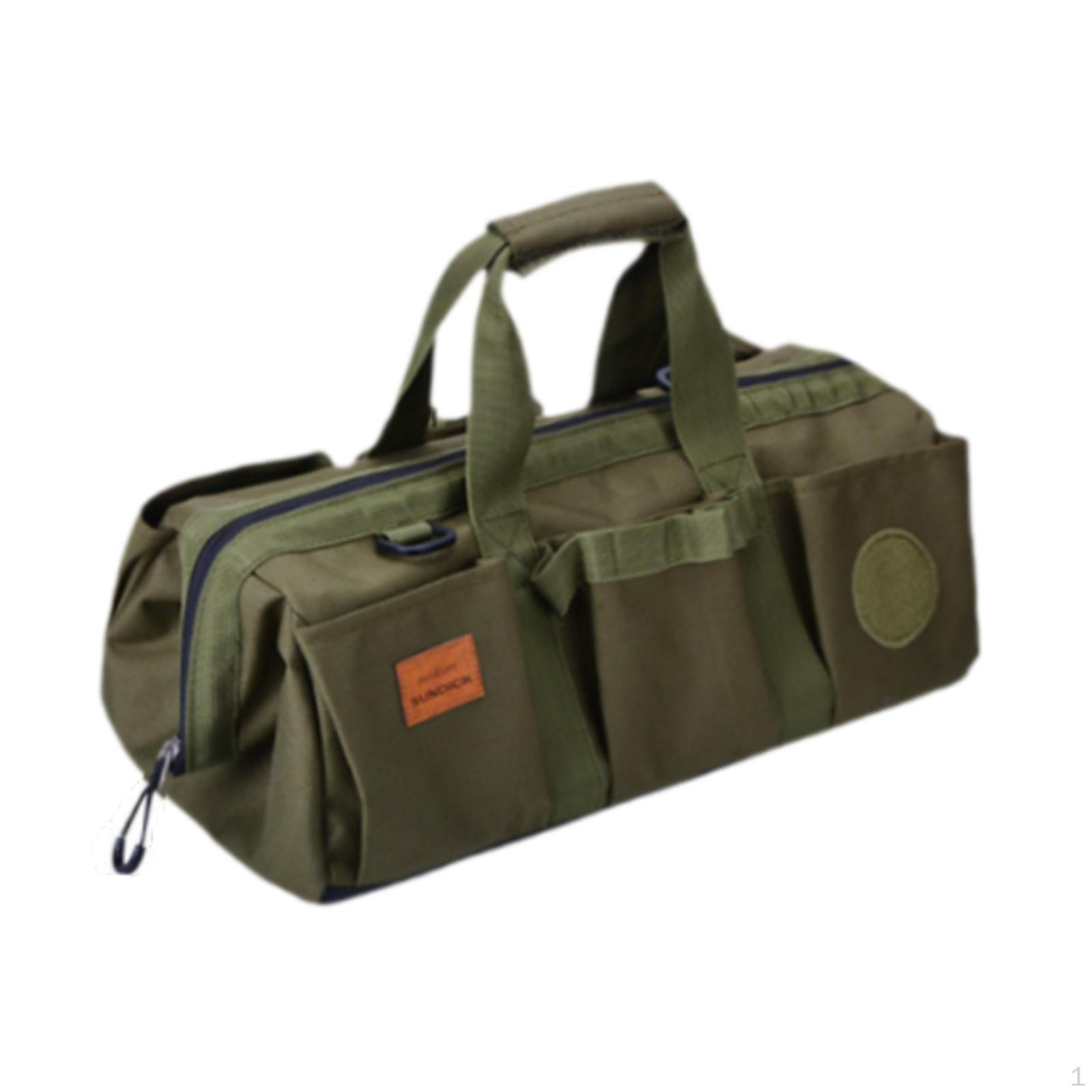 Tent Stakes Bag Portable Waterproof Oxford Cloth Storage Heavy Duty Zipper Tool Large зелёный