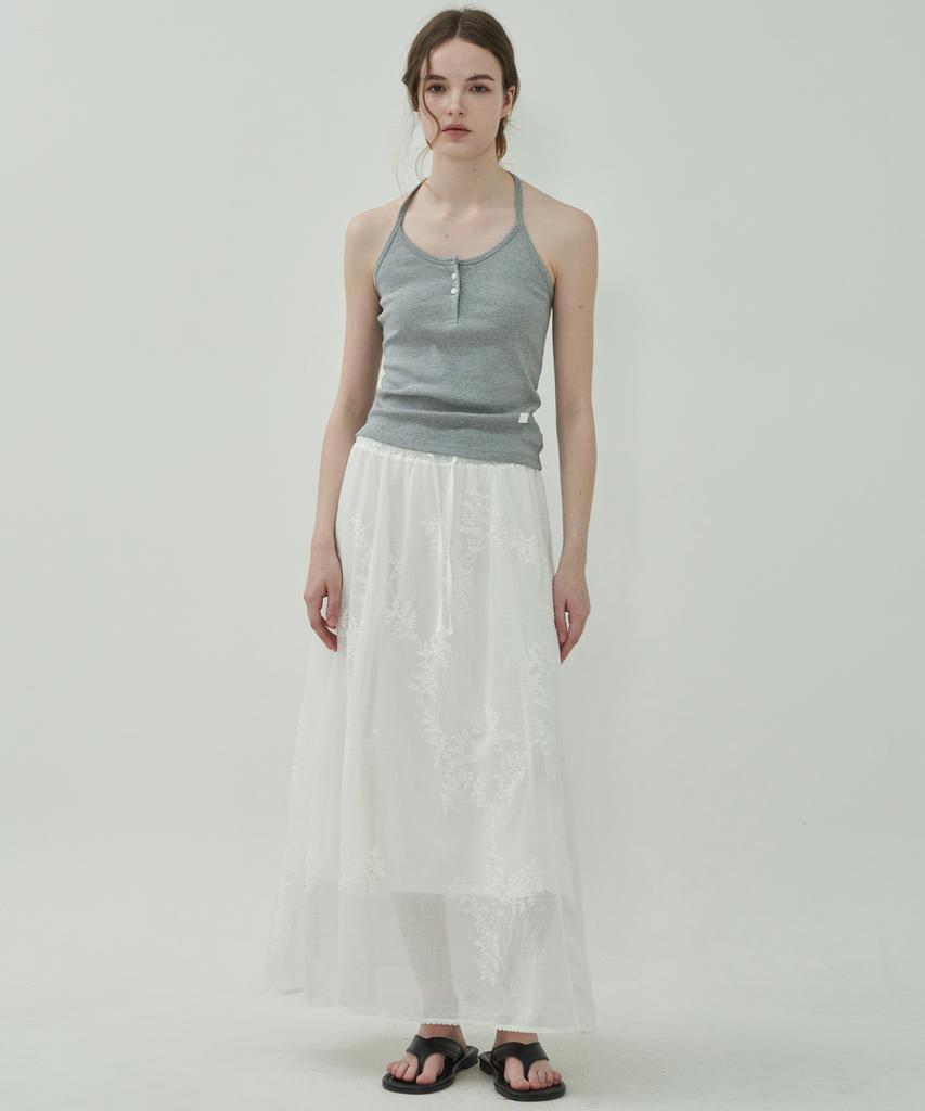 MOTT Lace Long Skirt-White