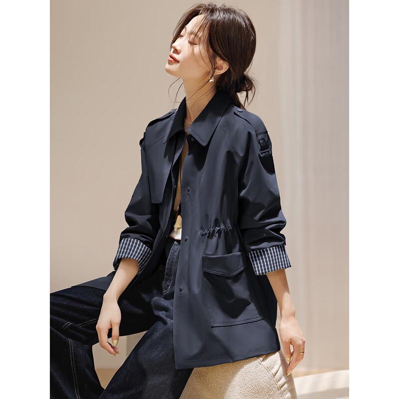 Mohan Yimei Urban Lightweight Plaid Trench Coat XL