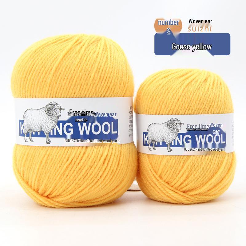 Wool Yarn Hand-Knitted Sweater Scarf Hat - Pure Color Four-Strand Yarn Ball