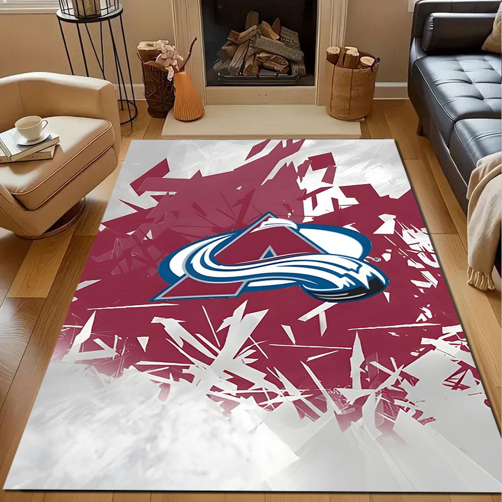 "Red Abstract Design with Mountain Logo" Patterned carpet, non slip mat suitable for living room and bedroom sofas