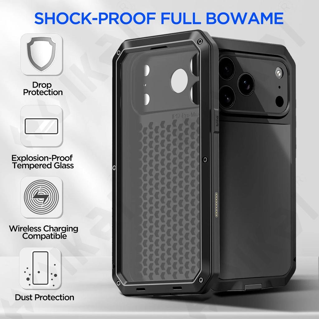 Suitable Case for IPhone 18 Pro Max 4G 5G 2026 with Metal Heavy Duty 360 Full Body Shockproof Armour Protective Cover