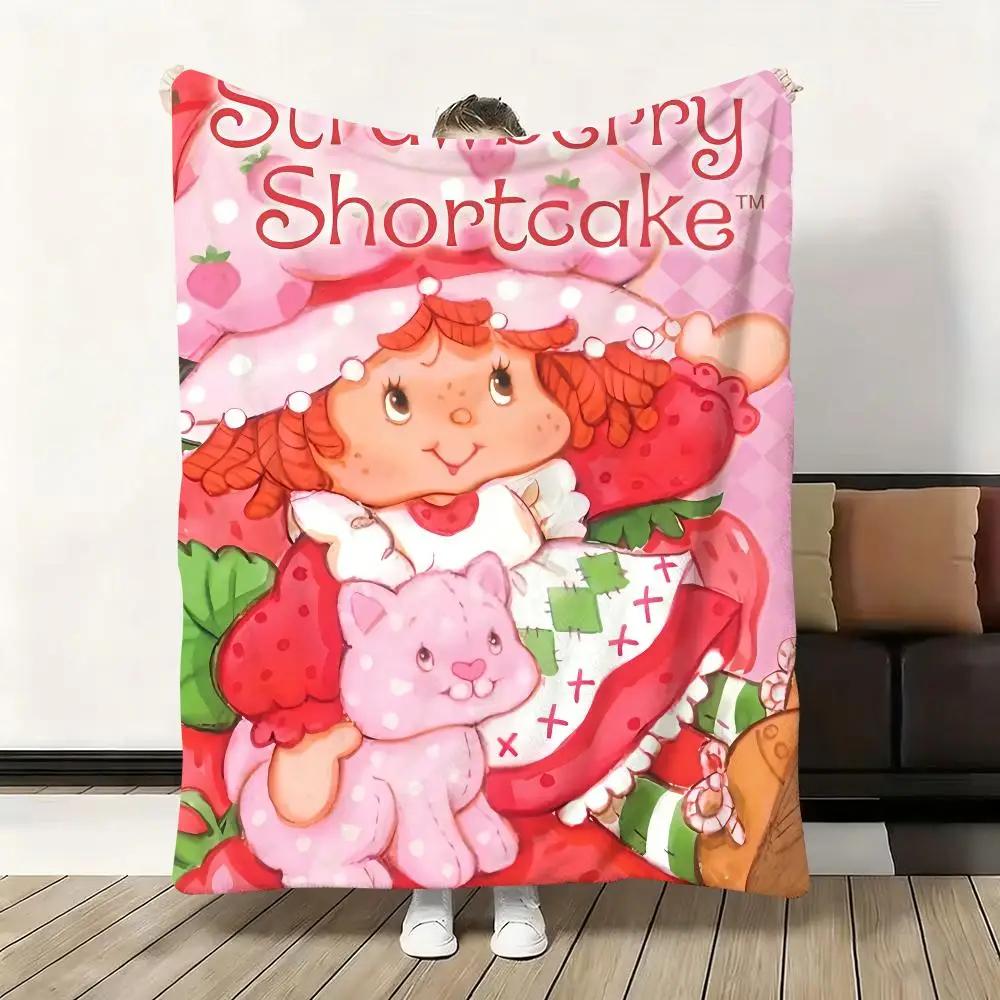 Coperta morbida in flanella a forma di torta alla fragola, calda, delicata sulla pelle, oversize per divano, letto, ufficio, inverno