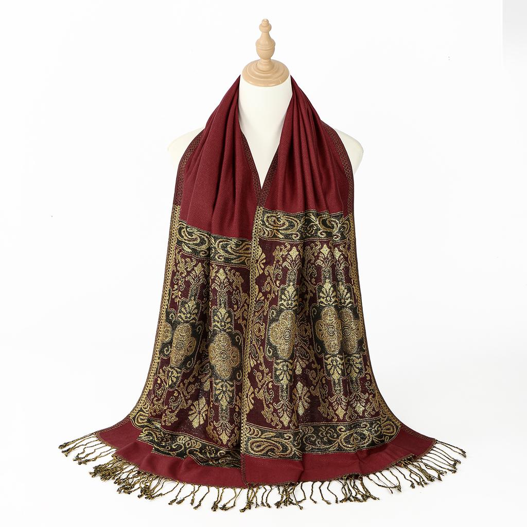 Muslim Paisley Print Tassel Long Scarf Islamic Women's Head Wrap Neck Scarf Soft Lightweight Fashion Hijab Accessory