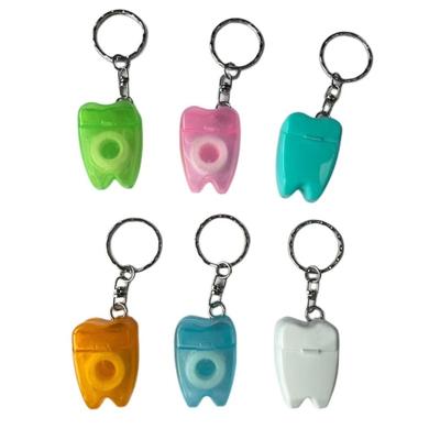 10 pièces Fil dentaire avec porte-clés Outils de nettoyage des dents Soin bucco-dentaire Porte-clés portable en forme de dent Flosser Pics Cure-dents Chaud