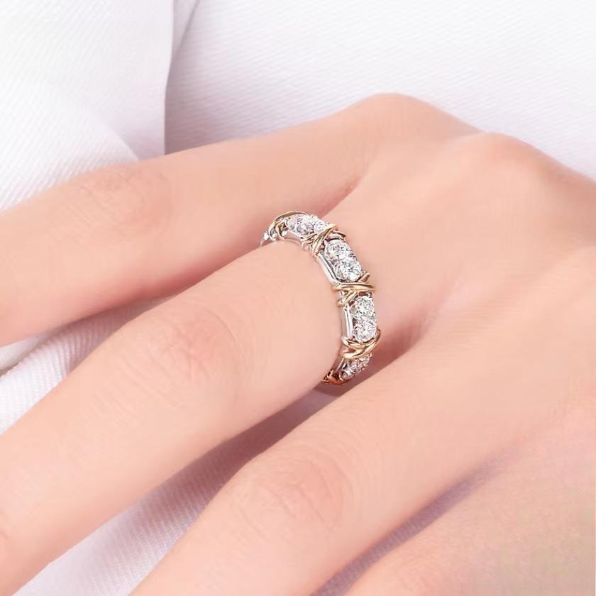 Luxury Ring Interlaced With Zircon Crystal Ring For A Woman'S Engagement Jewelry Gift